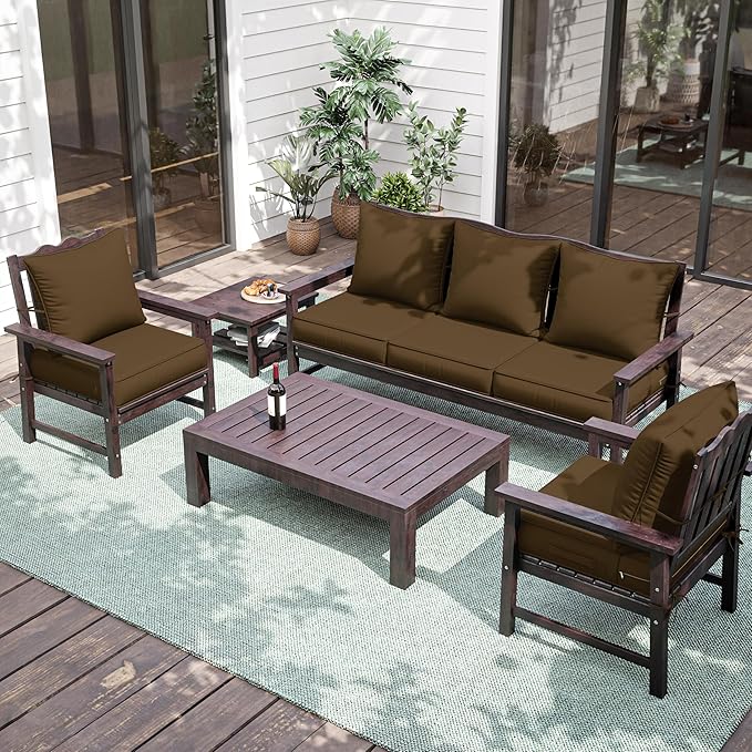 Premium Outdoor Seat Cushion Chair Cushions for Patio Furniture 22 L X 24 W X 4 H Waterproof & Fade Resistant Deep Seat and Backrest Cushion Set with Removable Covers for Chair, Sofa