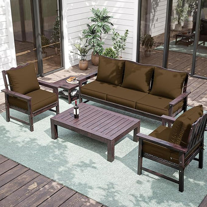 Premium Outdoor Seat Cushion Chair Cushions for Patio Furniture 19 L X 19 W X 4 H Waterproof & Fade Resistant Deep Seat and Backrest Cushion Set with Removable Covers for Chair, Sofa