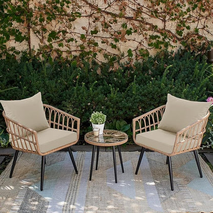 Patio Chair Cushions 22 x 22 Inch, Water Resistant Backrest Pillow and Seat Cushion Set for Outdoor Furniture, Sectional Sofa Cushion Replacments, Cream, Set of 2