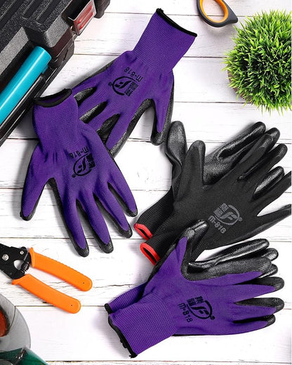 Nuogo 48 Pairs Gardening Gloves for Men Women Rubber Coated Safety Work Gloves Bulk for Gardening Construction Work