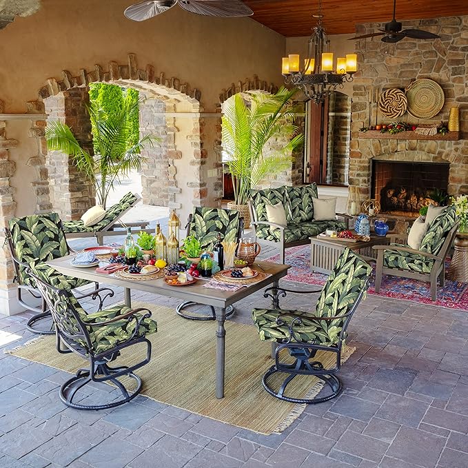 Arden 4-Pack Outdoor Patio Dining Chair Cushion, 20x44, Rain-Proof Seat Pad, Fade-Resistant Outdoor Cushion Onyx Cebu