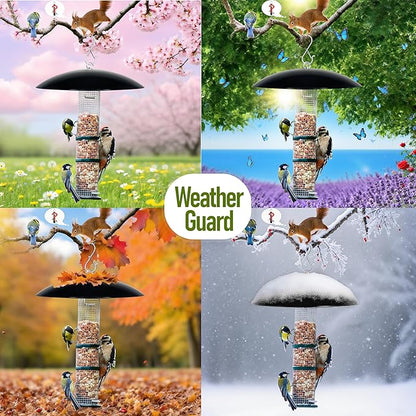 10-Inch Mini Hummingbird Feeder Rain Guard,Bird Feeder Dome Guard,Squirrel Baffle for Hanging Feeder in the Outdoors (Black), 4 Pack