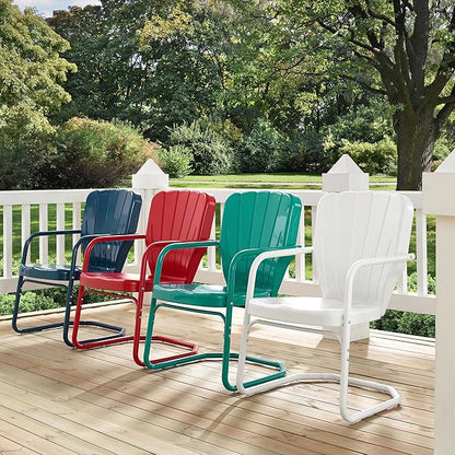 Crosley Furniture Ridgeland 2-Piece Outdoor Chair Set, Retro Metal Patio Chairs for Dining, Porch, Deck, Turquoise
