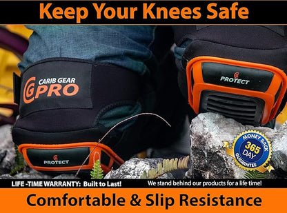 CARIB GEAR PRO Knee Pads for Construction Work, Heavy Duty Anti-Slip Knee Pads for Gardening, Flooring and Cleaning Extra Gel and Cushion Support long kneeling Pads for Women and Men