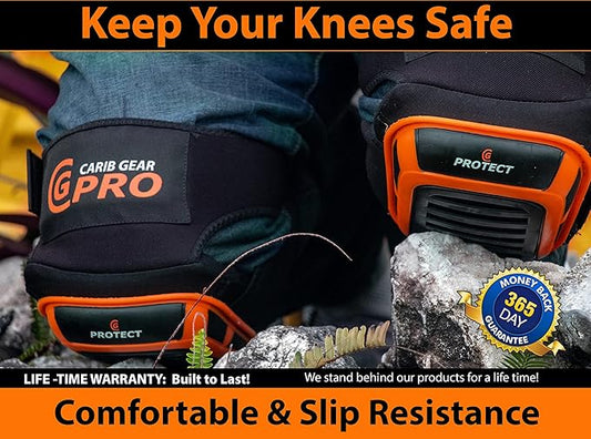 CARIB GEAR PRO Knee Pads for Construction Work, Heavy Duty Anti-Slip Knee Pads for Gardening, Flooring and Cleaning Extra Gel and Cushion Support long kneeling Pads for Women and Men