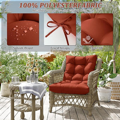 Patio Seat&Back Chair Cushions for Outdoor Furniture，Comfortable Cushions for Rocking/Dining/Lawn Chair-Set of 2