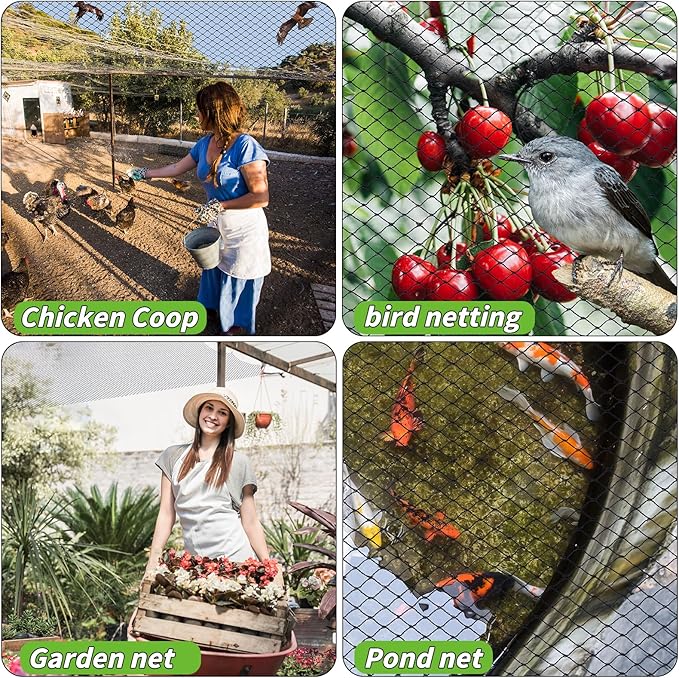 Garden Mesh Netting 10x50 FT - Heavy Duty Bird Net, Mesh Pest Barrier Reusable Ultra Fine Deer Fence Netting Crops Row Cover Raised Bed Protect Fruits Flower Vegetables from Bird Deer Squirrel