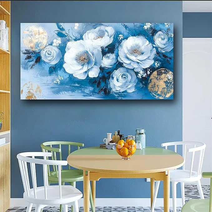 Abstract Wall Art Canvas Print Flower Painting Bathroom Decor Paintings Modern Style Living Room Bedroom Office Home Kitchen Decorations Nature Landscape Artwork Wooden Frame 20x40 inches
