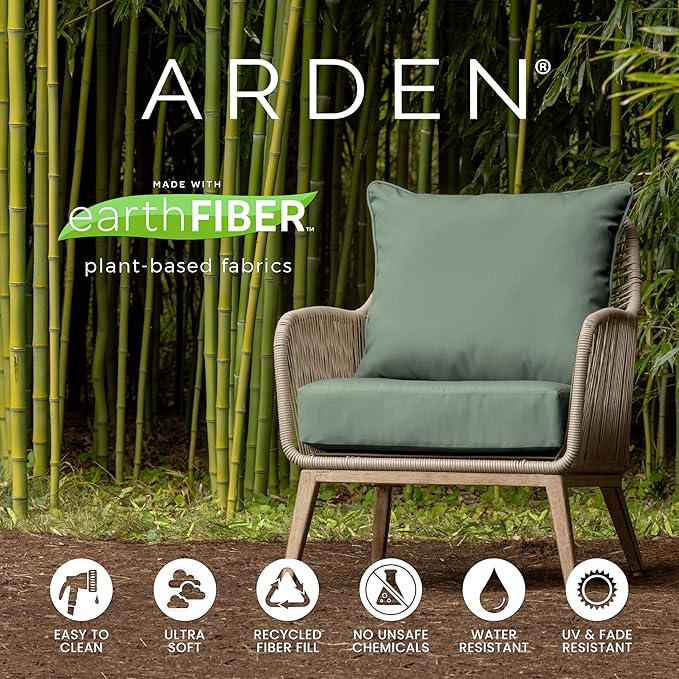 Arden 4-Pack earthFIBER Outdoor Patio Dining Chair Cushion, 20x44, Rain-Proof Seat Pad, Fade-Resistant Outdoor Cushion Sage Green Texture