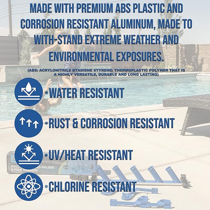 Swimming Pool Accessories Holder, Fence Hooks for Pool Equipment Organizer, Pool tool storage rack for Pool Skimmer Pole Hanger Pool Maintenance Vacuum hose Storage Pool Hooks for Poles
