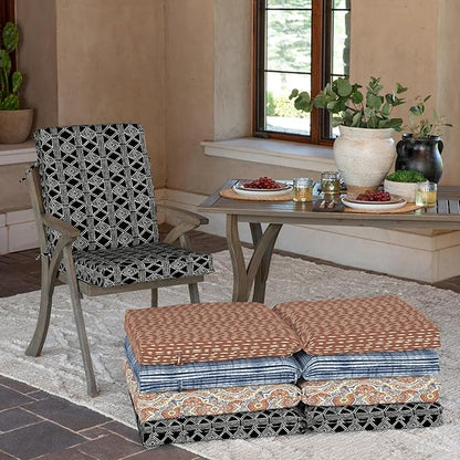 Arden Outdoor Patio Dining Chair Cushion, 20x44, Rain-Proof Seat Pad, Fade-Resistant Outdoor Cushion Black Global Stripe