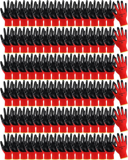 Maxcheck 54 Pairs PU Coated Gloves Bulk, Reusable Rubber Safety Gloves for Men Women Work Warehouse, Mechanic, Woodworking