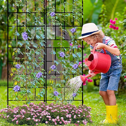 LZRS 4 Pack 87x20in Rustic Iron Arch Decoration Garden Trellis with Black Metal Coating – Perfect for Supporting Climbing Plants Outdoor, Roses, Vines, Flowers, and Vegetables.