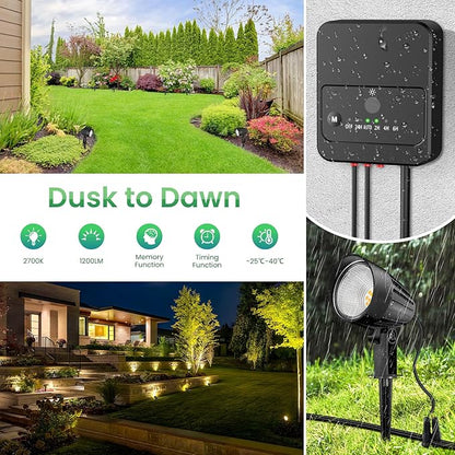 ZZXX Low Voltage Landscape Lighting 12W 2700K Landscape Spotlights with Photocell Sensor 1200LM Super Warm White LED lighting Outdoor IP66 Waterproof AC/DC 12V-24V for Yard Garden Pathway Tree(8 Pack)