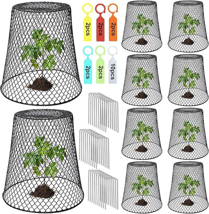 10 Pcs 9.13"×9.13" Chicken Wire Cloche Plant Covers Garden Netting Metal Heavy Duty Plant Protectors from Animals for Keeping Bunnies Chicken Squirrels Birds Other Out