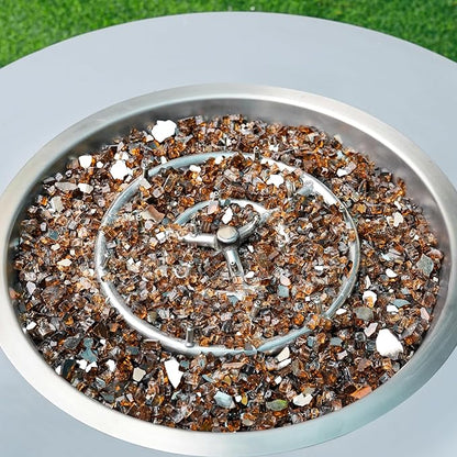 Skyflame 15-Pounds Fire Glass, 1/2-Inch High Luster Copper Reflective Fire Glass for Gas Fireplace, Fire Pit and Landscaping