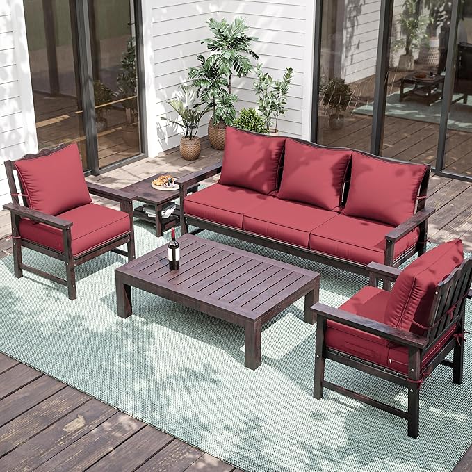 Premium Outdoor Seat Cushion Chair Cushions for Patio Furniture 22 L X 24 W X 4 H Waterproof & Fade Resistant Deep Seat and Backrest Cushion Set with Removable Covers for Chair, Sofa