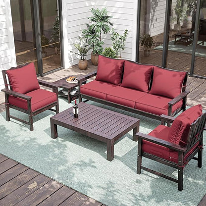 Premium Outdoor Seat Cushion Chair Cushions for Patio Furniture 22 L X 24 W X 4 H Waterproof & Fade Resistant Deep Seat and Backrest Cushion Set with Removable Covers for Chair, Sofa