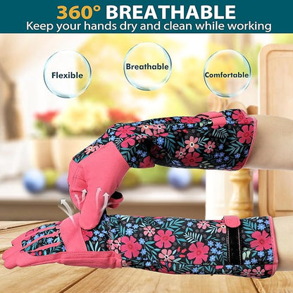Gardening Gloves for Women Long Sleeve Garden Gloves Ladies Light Protective Gloves for Yard & Outdoor Work