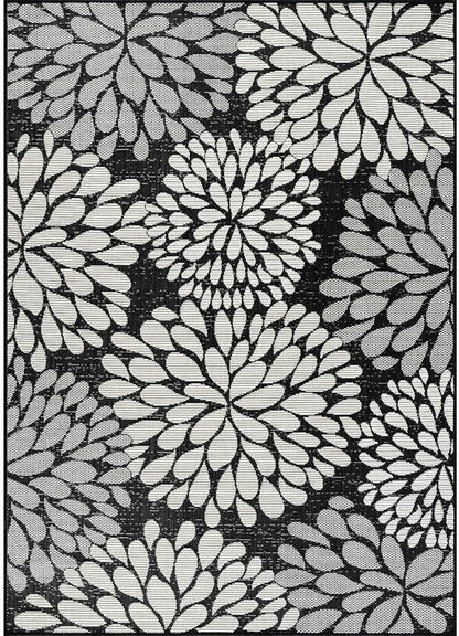 Beverly Rug Outdoor Rug 10x14 Modern Exotic Tropical Leaf Area Rugs for Indoor and Outdoor Patio Deck Porch Garden Water Resistant Washable Outside Carpet (10 x 14 Dark Gray)