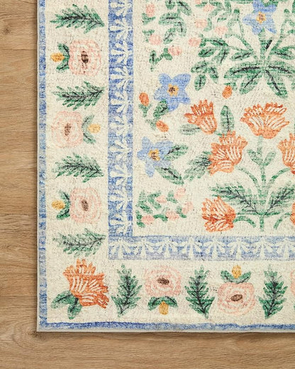 Loloi Rifle Paper Co. Eden Collection EDE-02 Mughal Garden Cream 3'-6" x 5'-6" Accent Rug feat. CloudPile™