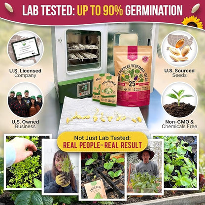 Organo Republic 25 Vegetable Seeds Variety Pack - 16,850+ Non-GMO Heirloom Seeds for Planting Vegetables & Fruits in Individual Seed Packets, Home Garden Seed for Hydroponic, Indoor & Outdoor Garden