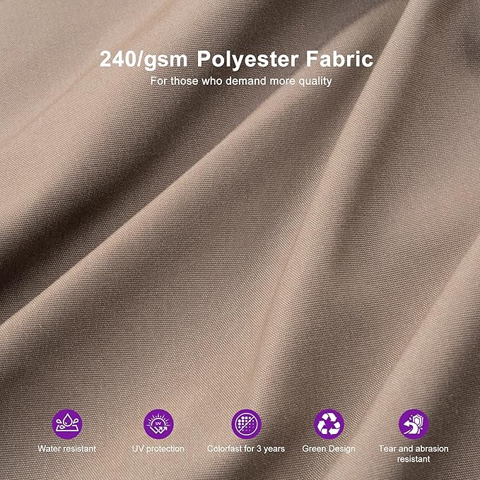 PURPLE LEAF Cantilever Patio Umbrella Outdoor Aluminum Offset Square Umbrella Windproof Heavy Duty Hanging Outside Umbrella for Deck Pool Garden