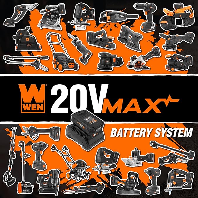 Wen 20V Max Cordless 15-Inch 2-in-1 Brushless Electric Dethatcher and Scarifier with Collection Bag, Two 4.0 Ah Batteries, and Dual-Port Charger (20716)