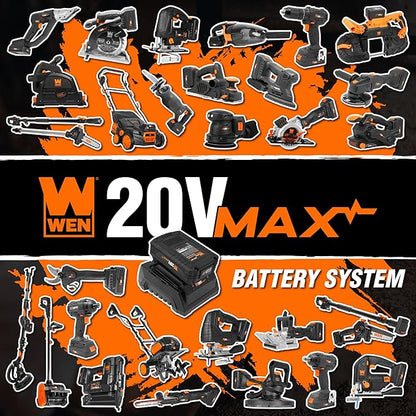 Wen 20V Max Cordless 15-Inch 2-in-1 Brushless Electric Dethatcher and Scarifier with Collection Bag, Two 4.0 Ah Batteries, and Dual-Port Charger (20716)