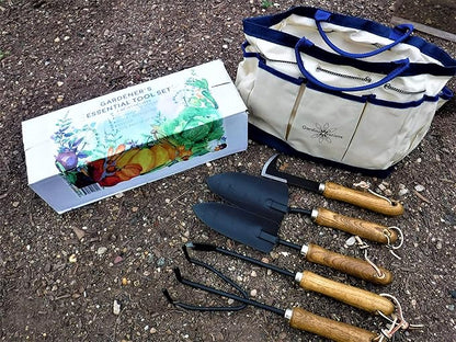 Gardener's Essential Tool Set, Garden Tote, Farmhouse Garden Tools, Garden Bag, Gift for Gardeners
