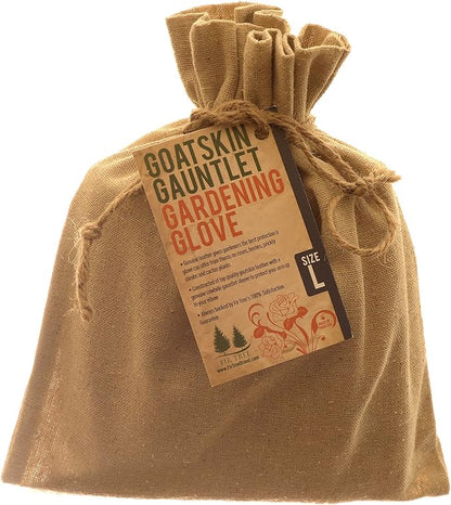 Fir Tree Leather Gardening Gloves for Women & Men - Thorn Proof Goatskin Rose Pruning Gloves with Long Suede Cowhide Gauntlet