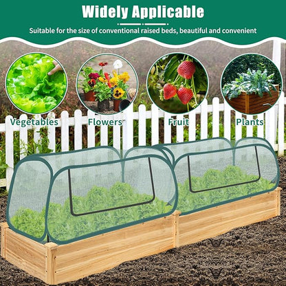2Pack Garden Covers for Raised Beds, Pop Up Mesh Plant Covers for Outdoors, 30% Sunblock Plant Shade Tent, Crop Cage for Seedlings Vegetable Against Birds, Animals, with 8 Stakes (45"X22"X16")