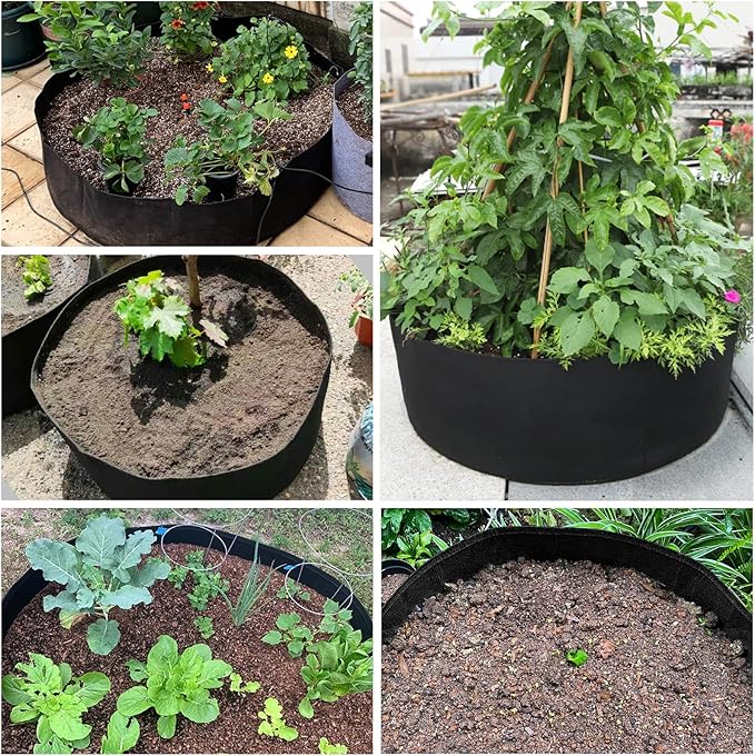 100 Gallon Large Grow Bag, Heavy Duty Fabric Round Raised Garden Bed Planter Pots for Planting Herb Flower Vegetable Potato Plants (50" D x 12" H, Black)