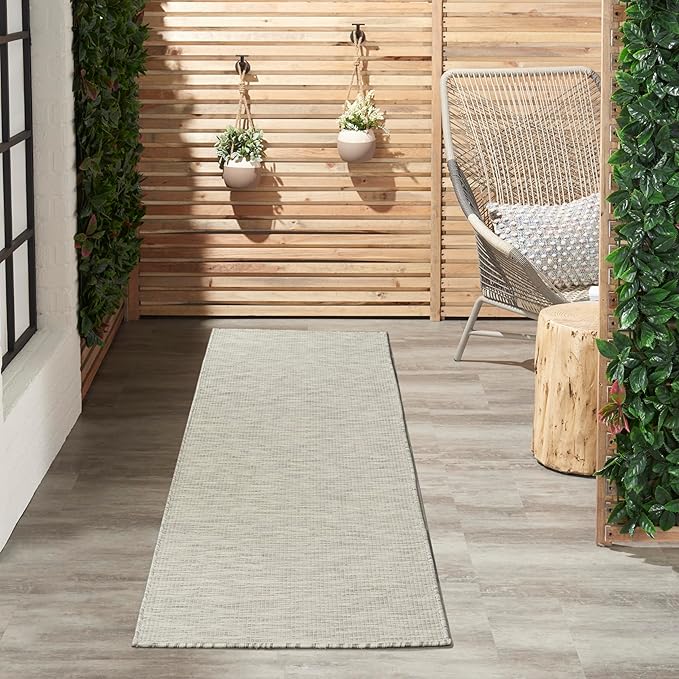 Nourison Positano Light Grey 2' x 6' Area Rug Easy Clean, Non Shedding, Bed Room, Living Room, Dining Room, Kitchen (6' Runner)