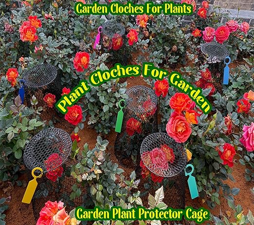 Feel Natural 10 Pcs Plant Protectors from Animals,9.25"x9.45"Heavy Duty Chicken Wire Cloches for Plants,Metal Mesh Garden Covers for Outdoor Plants,Strawberry&Seedling,Keep Rabbits Squirrels Cats Out