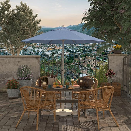 California Umbrella 7.5' Rd Aluminum Patio Umbrella, Crank Lift, Auto Tilt, White Finish