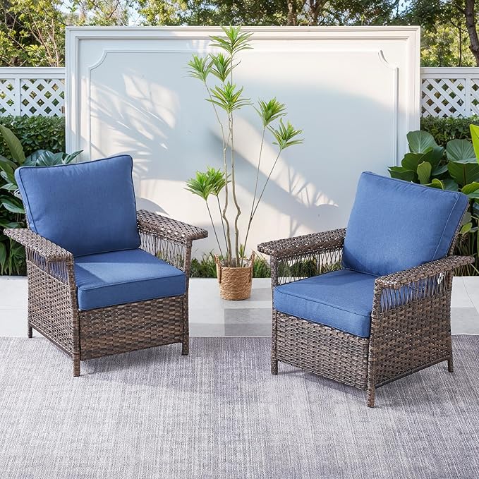 Patio Furniture Set with Fire Pit Table, 4PCS Patio Conversation Set Brown Resin Wicker Patio Chair and Sofa with 43in Rectangular Iron Firepit Table PE Rattan Patio Furniture Set