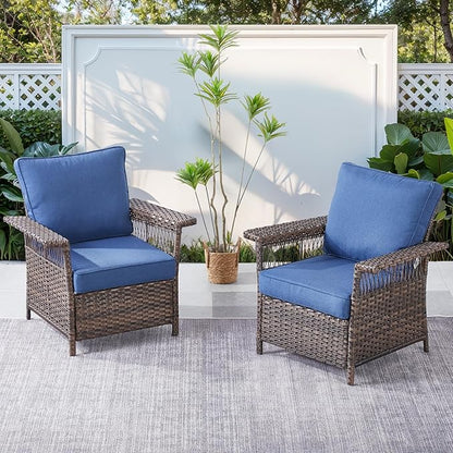 Patio Furniture Set with Fire Pit Table, 4PCS Patio Conversation Set Brown Resin Wicker Patio Chair and Sofa with 43in Rectangular Iron Firepit Table PE Rattan Patio Furniture Set