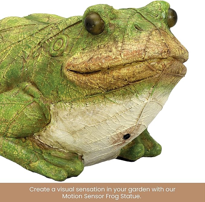 Bits and Pieces - Frog Motion Sensor and Detector Statue - Animal Gardening Gifts - Weather Resistant Garden Decoration Sculpture - 4½" x 8½"