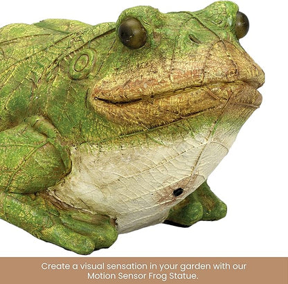Bits and Pieces - Frog Motion Sensor and Detector Statue - Animal Gardening Gifts - Weather Resistant Garden Decoration Sculpture - 4½" x 8½"