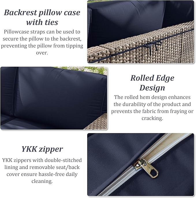 14 Pcs Outdoor Cushion Slipcovers Outdoor Patio Cushion Covers Replacement Waterproof with Zipper for Outdoor Furniture, Patio Sofa Couch 3 Sizes, Covers Only