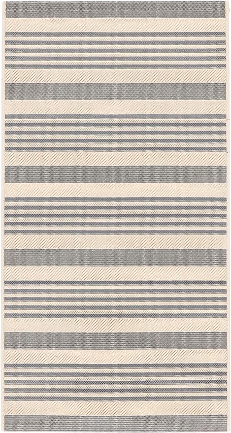 SAFAVIEH Washable Rug Outdoor Courtyard Collection - 2'7" x 5', Grey & Bone, Non-Shedding & Easy Cleaning, Ideal for Patio, Backyard, Mudroom (CY6062-236)