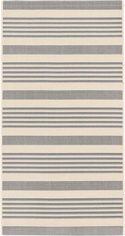 SAFAVIEH Washable Rug Outdoor Courtyard Collection - 2'7" x 5', Grey & Bone, Non-Shedding & Easy Cleaning, Ideal for Patio, Backyard, Mudroom (CY6062-236)
