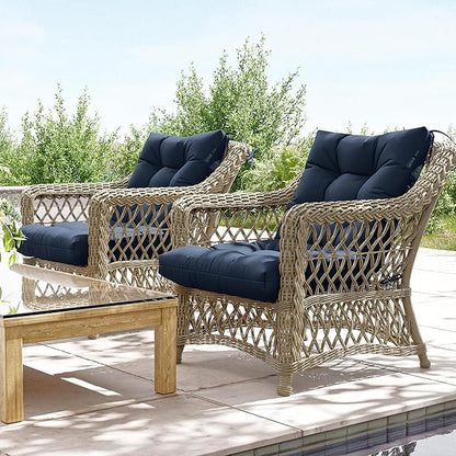 Patio Seat&Back Chair Cushions for Outdoor Furniture，Comfortable Cushions for Rocking/Dining/Lawn Chair-Set of 2