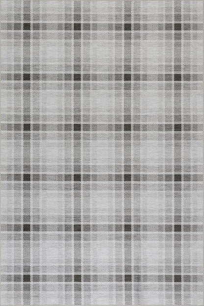 Dash & Albert Andri Plaid Black Machine Washable Rug, Runner-2.5 X 8 Feet, Black/White Plaid Pattern