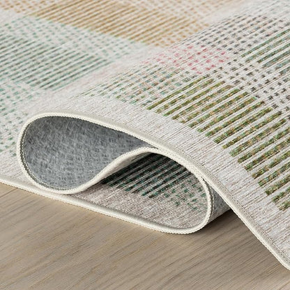 Dash & Albert Chanan Plaid Multi Machine Washable Rug, 6 X 9 Feet, Multicolored/Ivory Plaid Pattern