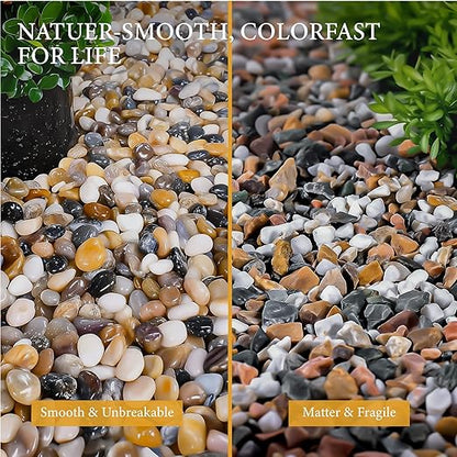 18lb Mix River Rocks for Plants, 1-3 Inch Pebbles for Indoor Plants, Polished Garden Rocks Outdoor Landscaping, Decorative Stones for Vases, Succulents, Aquarium, Walkways