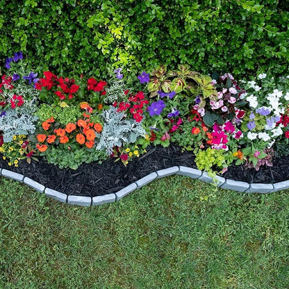EasyFlex No-Dig Landscape Edging with Anchoring Spikes, 2.7 in. Tall Decorative Stone-Look Garden Border, 90 Foot Kit, Slate Gray (3602S-90C)