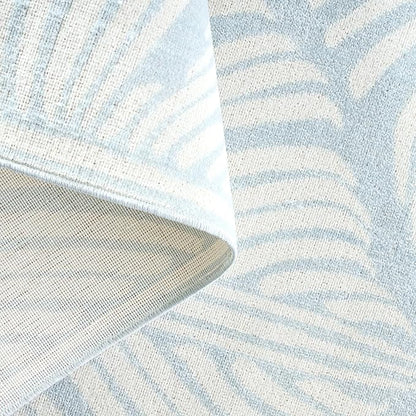 Tommy Bahama Lanai Palm Leaves Indoor Outdoor Area Rug, Leaf Tropical Design, UV Fade Resistant, Blue/Ivory, 5'2"x7'2"