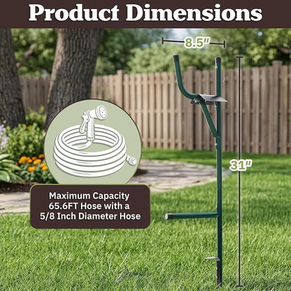 Water Hose Holder - Easy-to-Install Garden Hose Storage Metal Rack with Stake - Outdoor Freestanding Reel for Yard or Landscaping by Stalwart